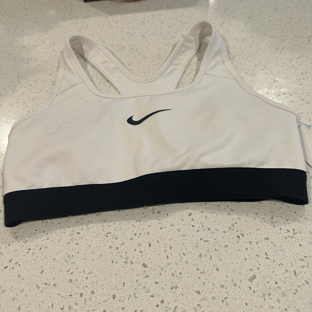Nike Women's White Sports Bra with Black Band